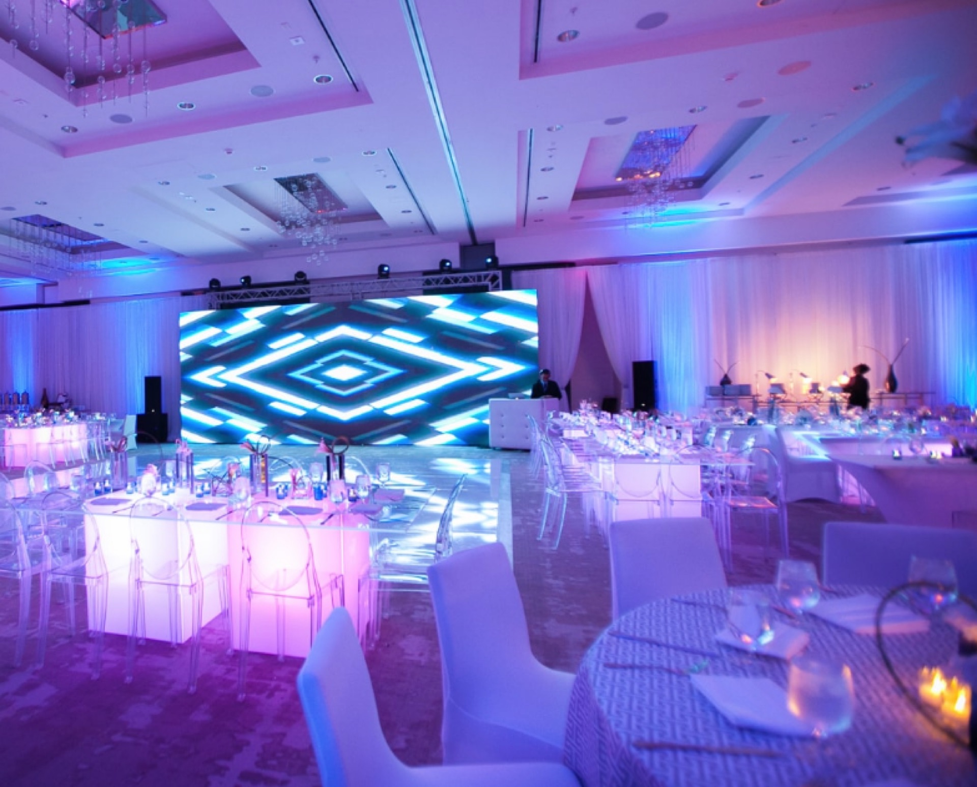 LED dance floor illuminated